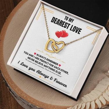 To My Dearest Love - Interlocking Hearts Necklace - Gift Set - SLDDL0061 - Sunshine Letters Co